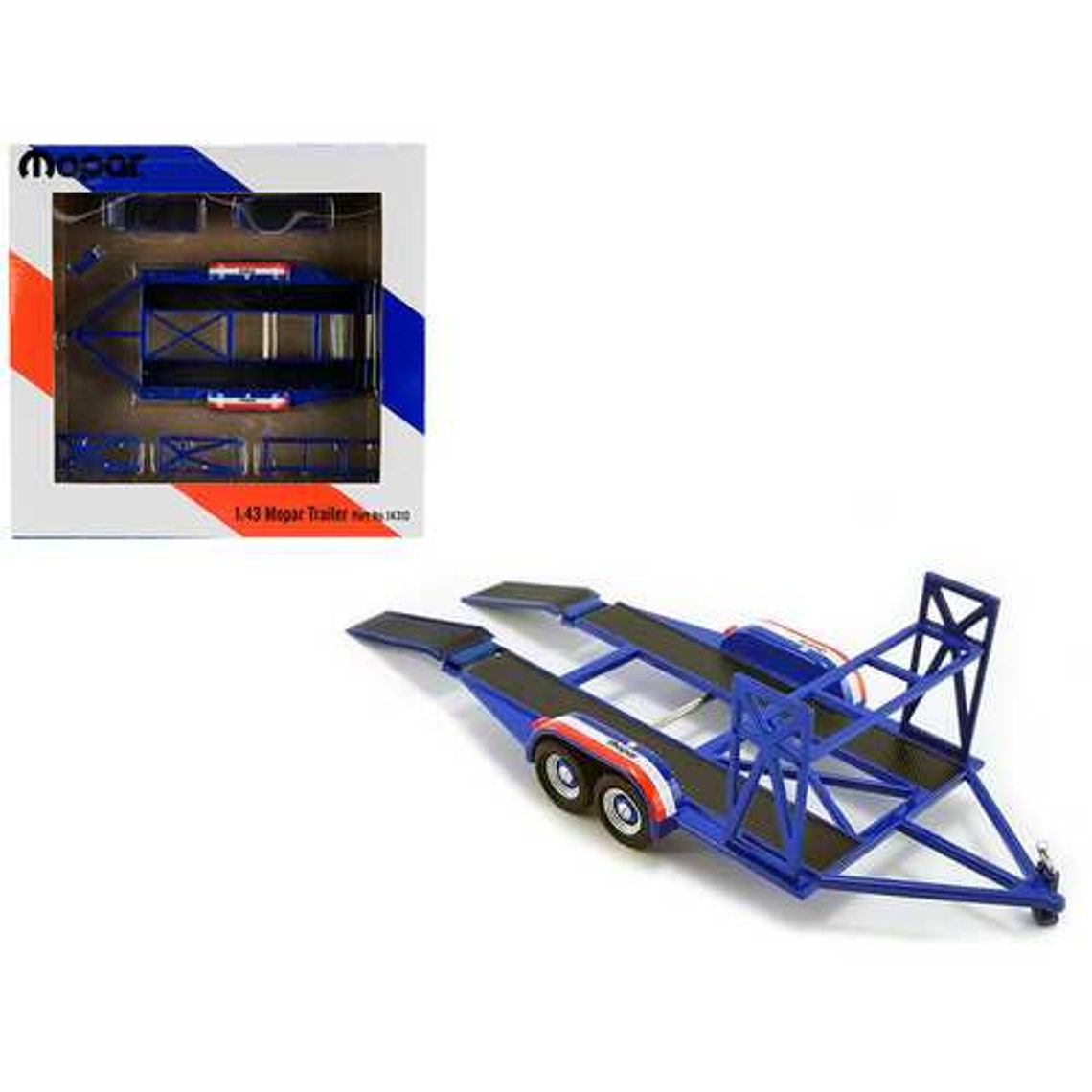 Tandem Car Trailer With Tire Rack Blue Mopar For 1 43 Scale Etsy