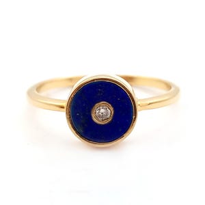 Natürlicher Lapislazuli Ring, 18k Gelbgold Vermeil Band, September Birthstone Band, Braut Edelstein Ring, Lapis Lazuli Ring, Verlobungsring