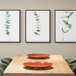 Eucalyptus Branch Watercolor Set of 3 | Home Decor, Wall Decor, Wall Art, Wall Prints, botanical art, Wall Hanging, Floral Art