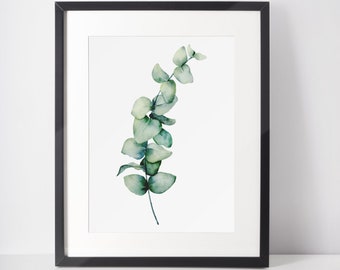 Eucalyptus Leaf Watercolor Fine Art Print | Home Decor, Wall Decor, Wall Art, Wall Prints, Kitchen Art, Wall Hanging, Floral Art, botanical
