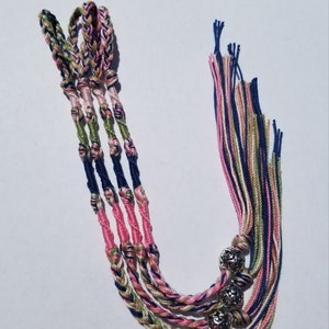 Grace* Pink/green/navy camo tzitzit, tassels, set of 4, Bat Mitzvah gift