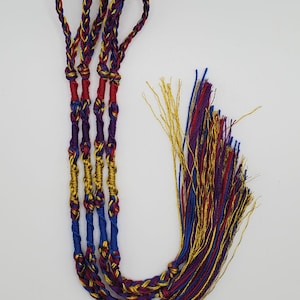 Tabernáculo* tzitzit azul royal/vermelho/roxo royal/dourado, borlas, conjunto de 4, NÃO inclui o conjunto de 4 ganchos.