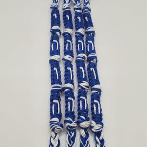 YHVH, Judá* Tsitsit azul royal/branco, borlas, conjunto de 4, Nome, Yah, NÃO inclui o conjunto de 4 ganchos.