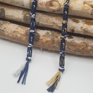 Chaveiro YHVH, dourado ou prateado, tzitzit azul marinho/branco, prendedor para bolsa/bolsa, nome, Yah