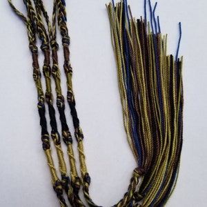 Camo* brown,military green,black,moss green and navy blue tzitzit, tassels, set of 4  Bar Mitzvah/Bat Mitzvah gift