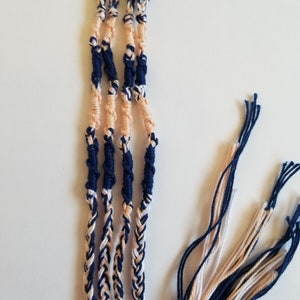 Faith* Navy blue/Peach/White tzitzit, tassels, set of 4, Bat Mitzvah gift, does NOT include the set of 4 hooks.