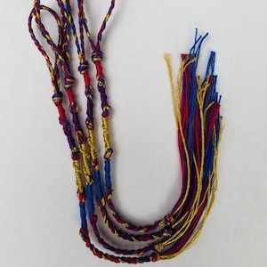 Tabernacle* royal blue/red/royal purple/gold tzitzit, tassels, set of 4