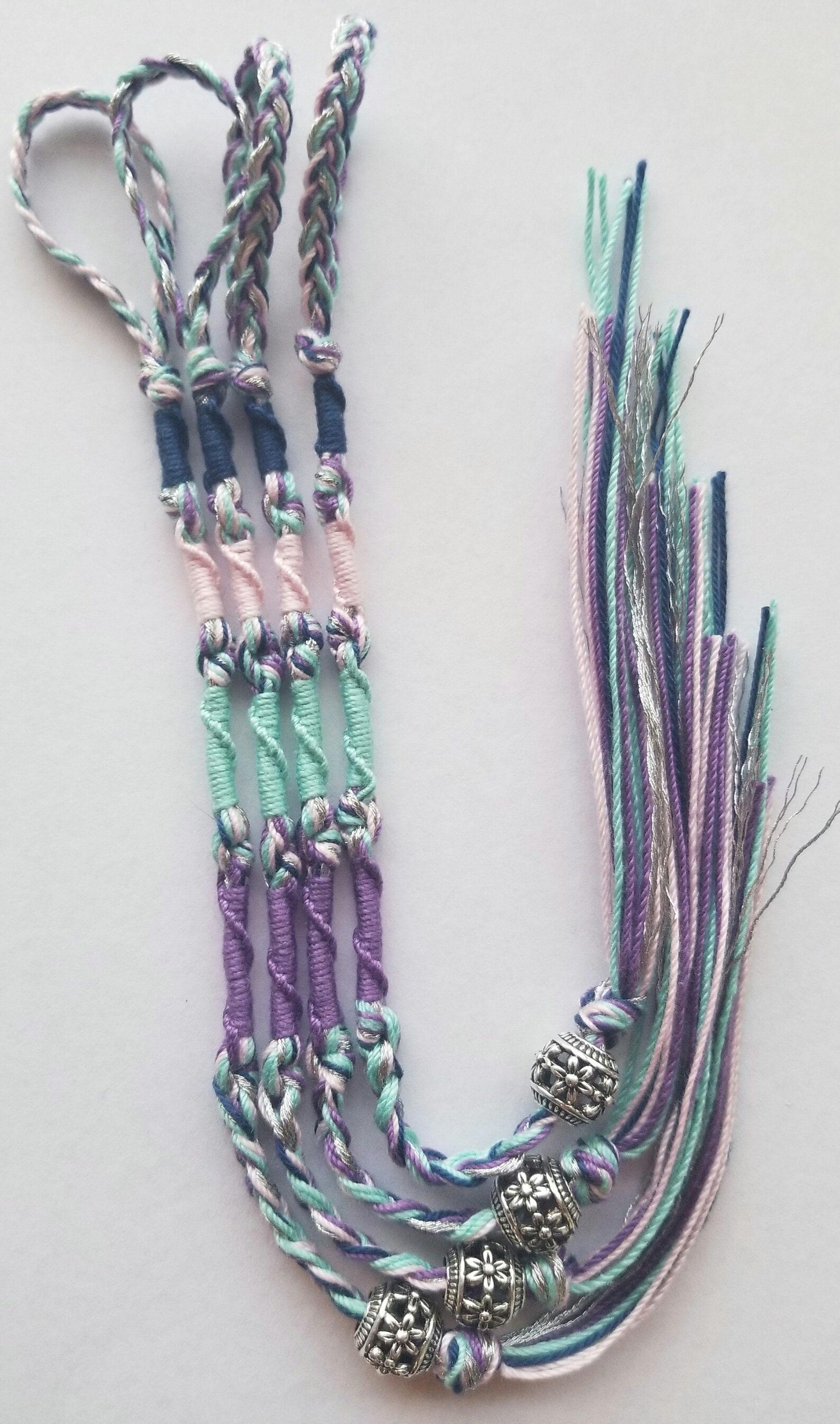 Ruth* Navy blue, light pink, teal, purple & silver tzitzit, set of 4, Bar Mitzvah and Bar Mitzvah gift ideas, does NOT include clips