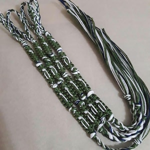 YHVH, tzitzit verde, azul marinho/branco, borlas, conjunto de 4, Nome, Yah, NÃO inclui o conjunto de 4 ganchos.