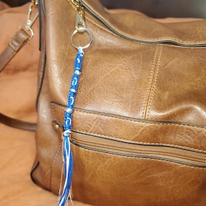 Chaveiro YHVH, Prata, Azul Royal/Branco tzitzit, clipe para bolsa/bolsa, Nome, Yah