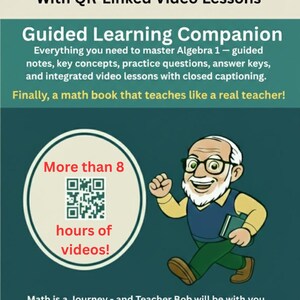 Algebra 1 Math Workbook with Video Lessons - Step-by-Step Guided Practice for Homeschool and Independent Learning