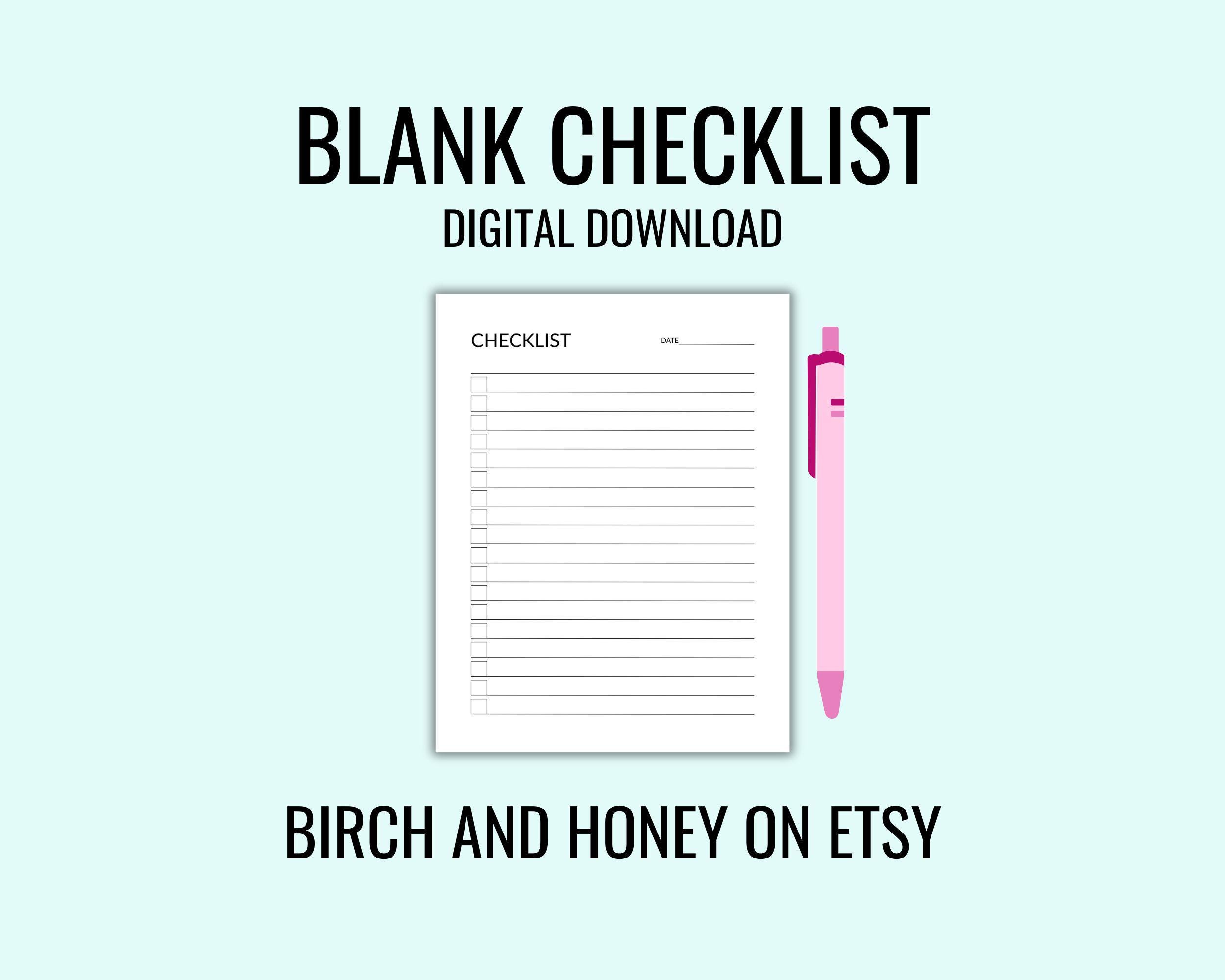 Blank Checklist Printable: Chore & Routine Organizer (PDF) - Etsy