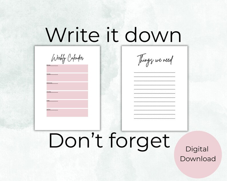 Weekly Ordering Task List Daily Checklist Bundle: Task Tracker, Grocery List, Weekly Calendar ...