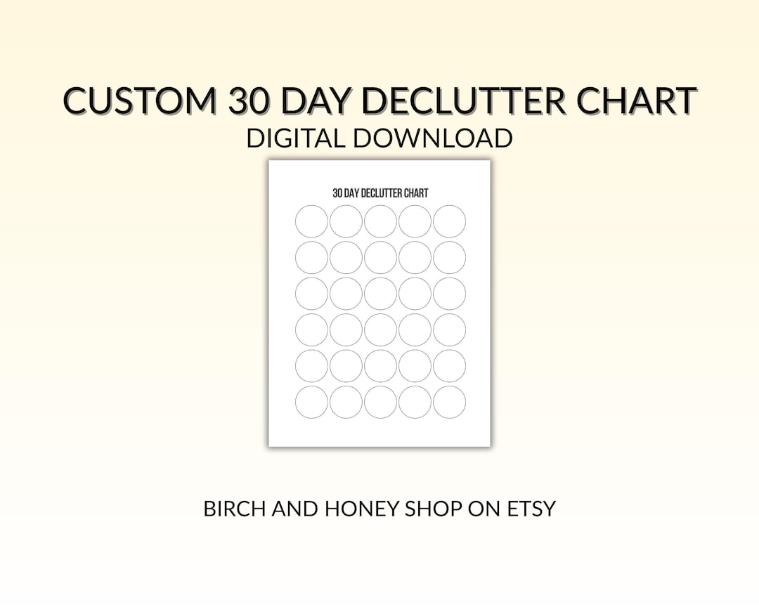 30 Day Declutter Chart: Custom Cleaning Checklist (PDF) - Etsy