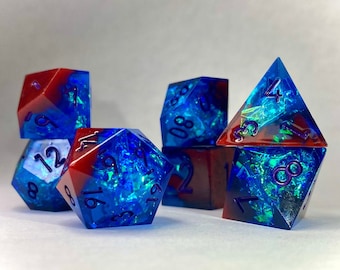 7 Piece SharpEdge Resin Dice Set- "Cobalt Comet" | Handmade DnD Dice | Dungeons and Dragons Dice | Role Playing Dice Gift | TTRPG Dice