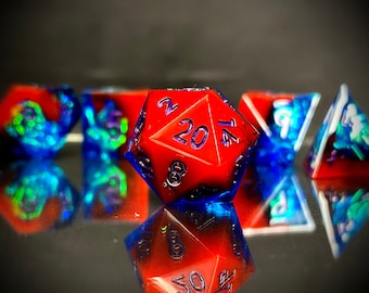 SharpEdge Resin Dice Set- "Cobalt Comet" | Handmade DnD Dice | Dungeons and Dragons Dice | Role Playing Dice Gift | TTRPG Dice