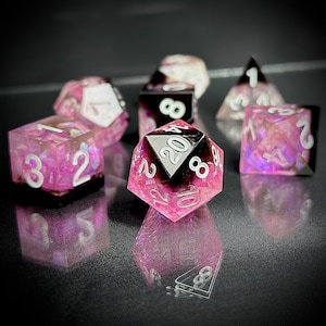 SharpEdge Resin Dice Set- &quot;Mystic NOIR&quot; | Handmade DnD Dice | Dungeons and Dragons Dice | Role Playing Dice Gift | TTRPG Dice