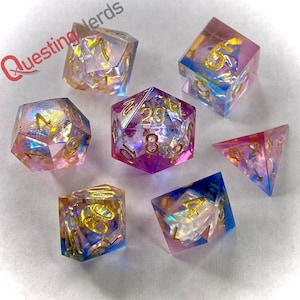 SharpEdge Resin Dice Set- &quot;Pastel Dreams&quot; | Handmade DnD Dice | Dungeons and Dragons Dice | Role Playing Dice Gift | TTRPG Dice