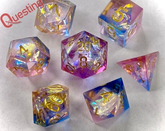 SharpEdge Resin Dice Set- "Pastel Dreams" | Handmade DnD Dice | Dungeons and Dragons Dice | Role Playing Dice Gift | TTRPG Dice