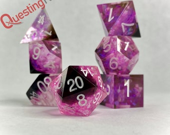 7 Piece SharpEdge Resin Dice Set- "Mystic NOIR" | Handmade DnD Dice | Dungeons and Dragons Dice | Role Playing Dice Gift | TTRPG Dice