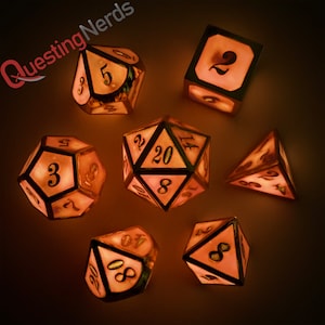 7 Piece Metal Dice Set- &quot;Eternal Ember&quot; | SharpEdge DnD Dice | Dungeons and Dragons Dice | Role Playing Dice Gift | TTRPG Dice