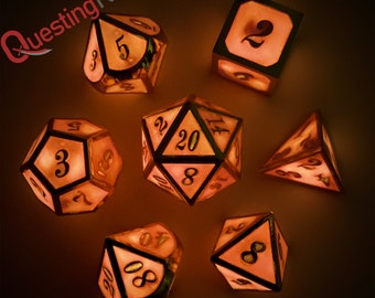 7 Piece Metal Dice Set- "Eternal Ember" | SharpEdge DnD Dice | Dungeons and Dragons Dice | Role Playing Dice Gift | TTRPG Dice