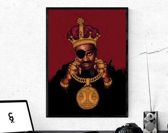 Framed, Slick Rick Bling King, Signed Artist C9.  Print Size's A3 to A0, (Silk Paper 200grams, 1st class free shipping UK)