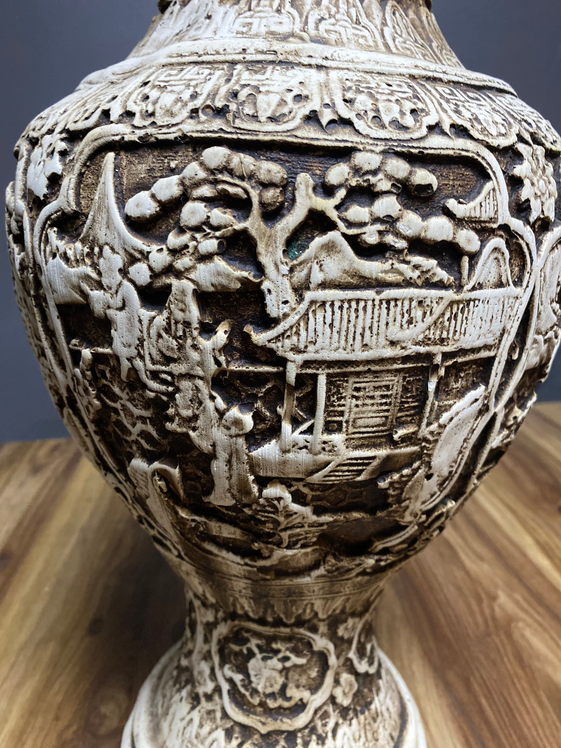 Handmade Vintage Vase Relief Decorative art Plaster vase Etsy