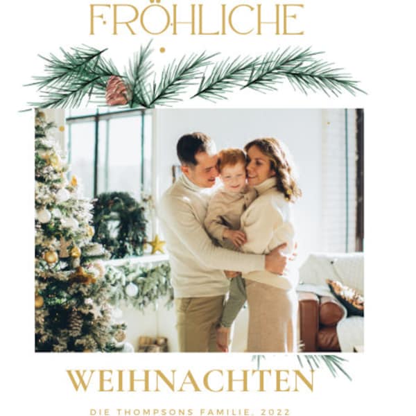 5 Editierbar Foto Weihnachtskarten Vorlagen, Druckbare Weihnachtskarten, Personalisierte Weihnachtskarte mit Foto, Bild Weihnachtskarte