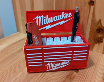 Milwaukee Inspired Toolbox Desk Pen Holder 3D Print