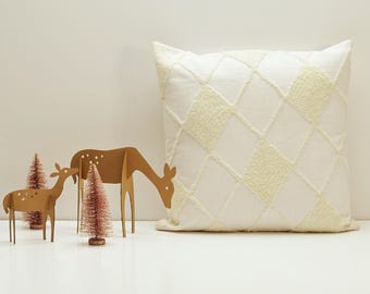 Bohemian Cushion Cover, Decorative Sofa Pillow, Beni Ourain Style, Moroccan, off-white, House Warming Gift, CHEVRON EMBROIDERY CUSHION Cover