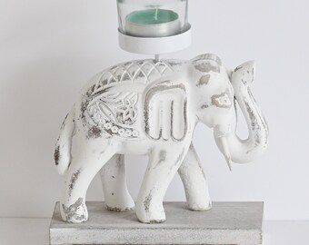 Carved Elephant Tealight Candle Holder