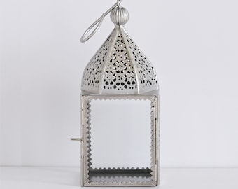 ORIENTAL LANTERN RAZMI, Moroccan Style Lampe, Candle Holder, Bohemian Decor, Housewarming Gift, Silver-Look