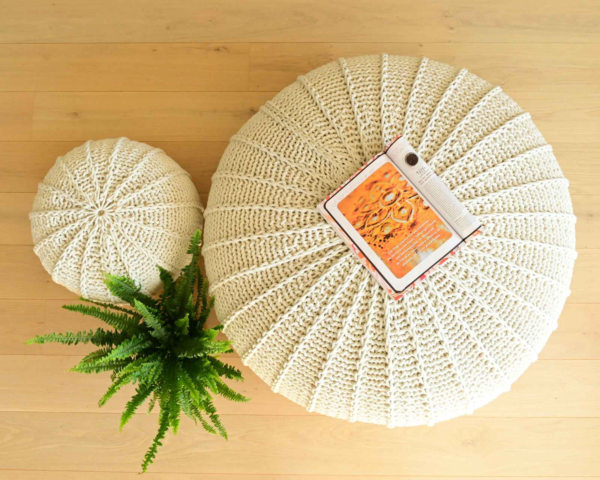 Large Bean Bag Pouf Coffee Table Crochet Ottoman Chunky Etsy