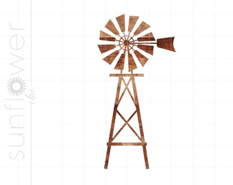 Rustic Windmill Print and Cut PNG Download | Rustic Wood Windmill Design | Windmill Cricut Cut Files Instant Download SC1142RW
