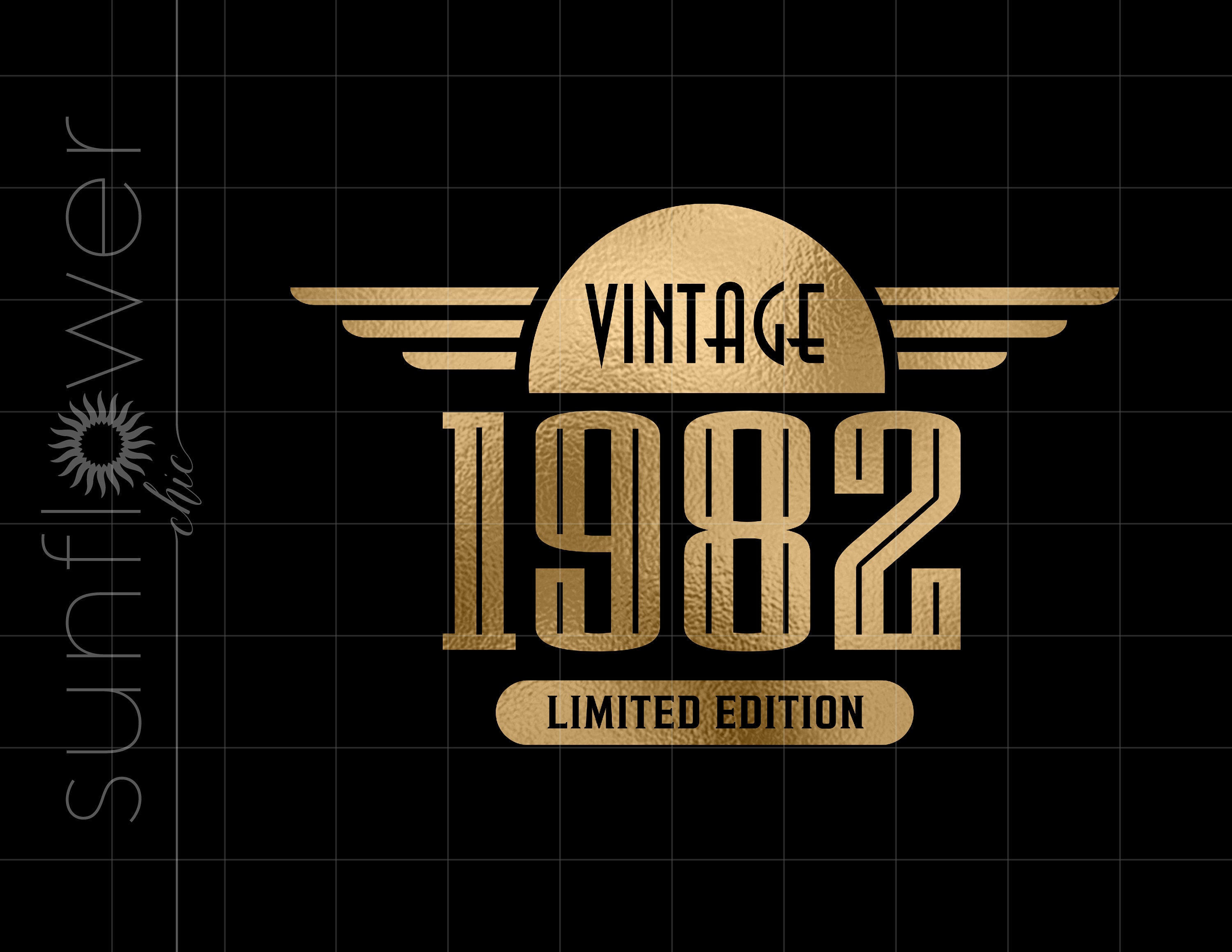 Gold Retro Vintage 1982 Png Svg Downloads Gold Foil 1982 Birthday ...