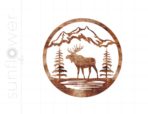 Rustic Moose Logo Print and Cut PNG Download Rustic Wood Moose