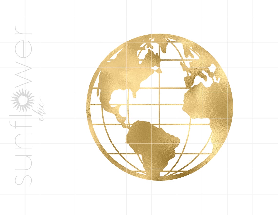Gold Globe Png Downloads Gold Foil Globe Cricut Cut Files Download Gold