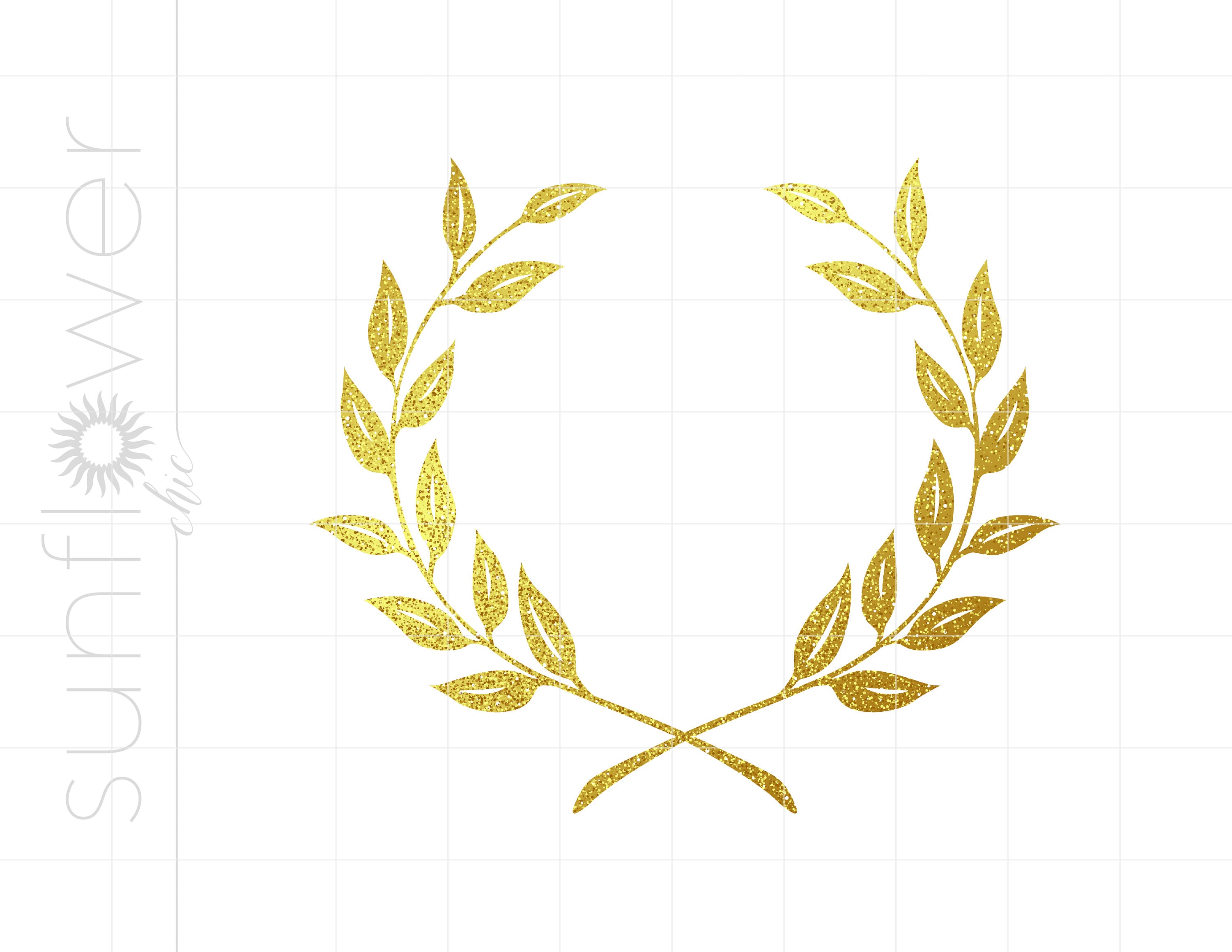 Gold Laurel Wreath Print and Cut PNG Download | Gold Glitter Laurel ...