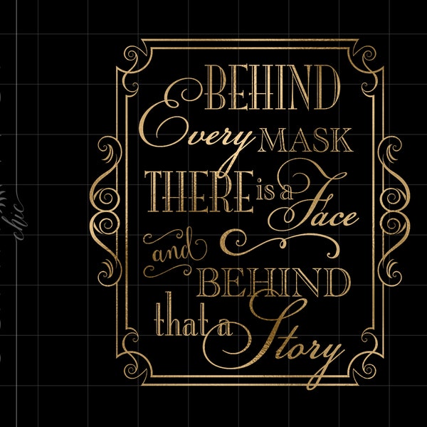 Masquerade Party Png Downloads | Gold Foil Mask Quote Art Cricut Cut Files Download | Gold Masquerade Sign Art SC120GF