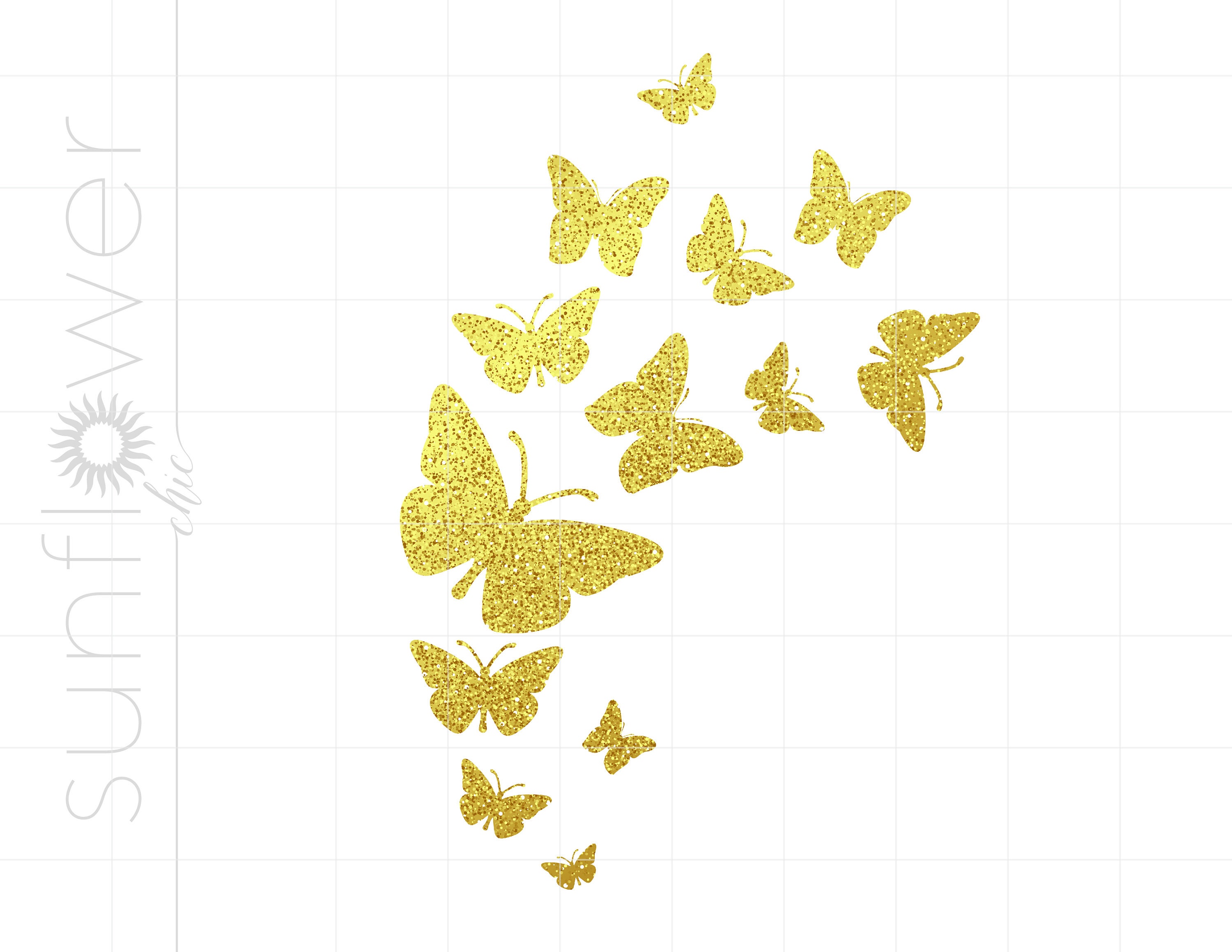 Floating Butterflys Druck und Cut PNG Download Gold Glitzer - Etsy.de