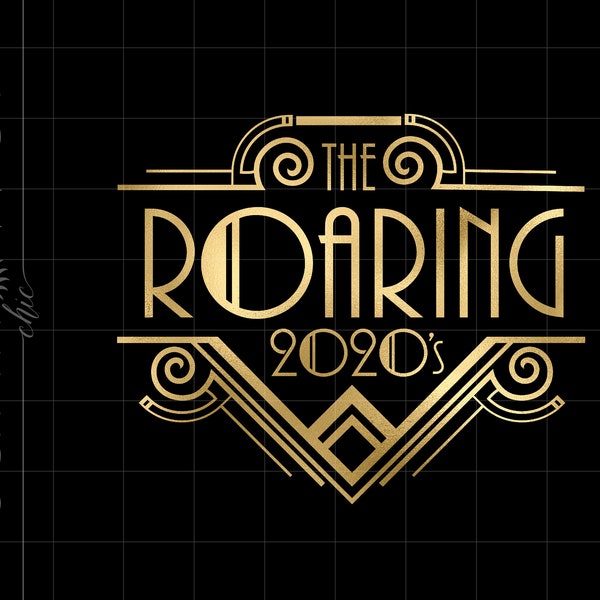 Gold Art Deco Roaring 2020s Png Downloads | Gold Foil Roaring 2020's Cricut Cut Files Download | Gold Roaring 20s Clip Art SC1245GF