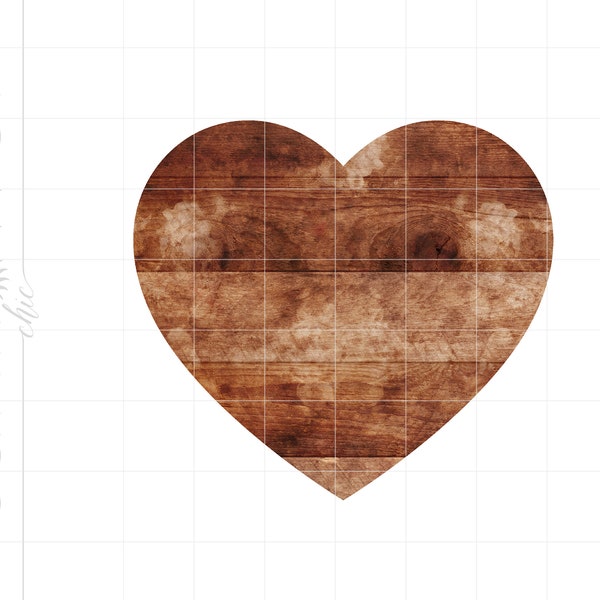 Rustic Heart Print and Cut PNG Download | Rustic Wood Heart Clip Art | Cricut Heart Cut Files Instant Download SCRW