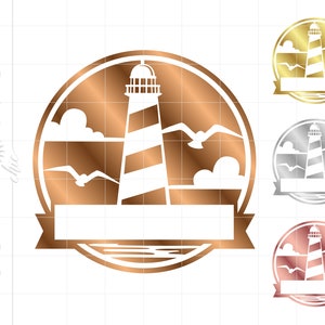 Złota Latarnia Morska Monogram Art Png Svg Dxf Jpg Pdf Pobieranie | Złoto Srebro Róża Złota Latarnia Morska Sylwetka Cricut Wytnij Plik Pobierz SC1906M