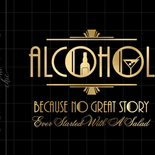 Gold Art Deco Gatsby Bar Alcohol Png Downloads | Gold Alcohol Quote Cricut Cut Files Download | Wedding Alcohol Bar Sign Art SCAD10GF