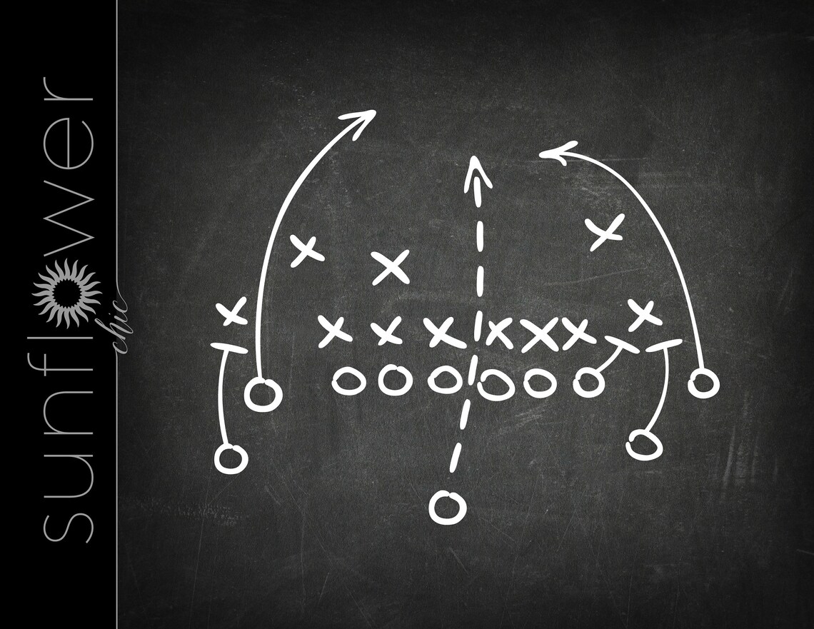 Football Playbook PNG Download Chalkboard White Football Play Art Design Cricut Silhouette