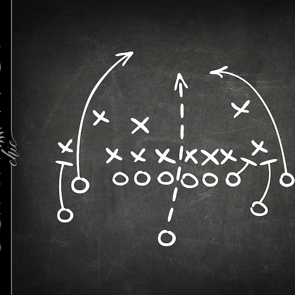 Football Playbook PNG Download | Chalkboard White Football Play Art Design | Cricut Silhouette Football Cut Files Instant Download SCFB4W