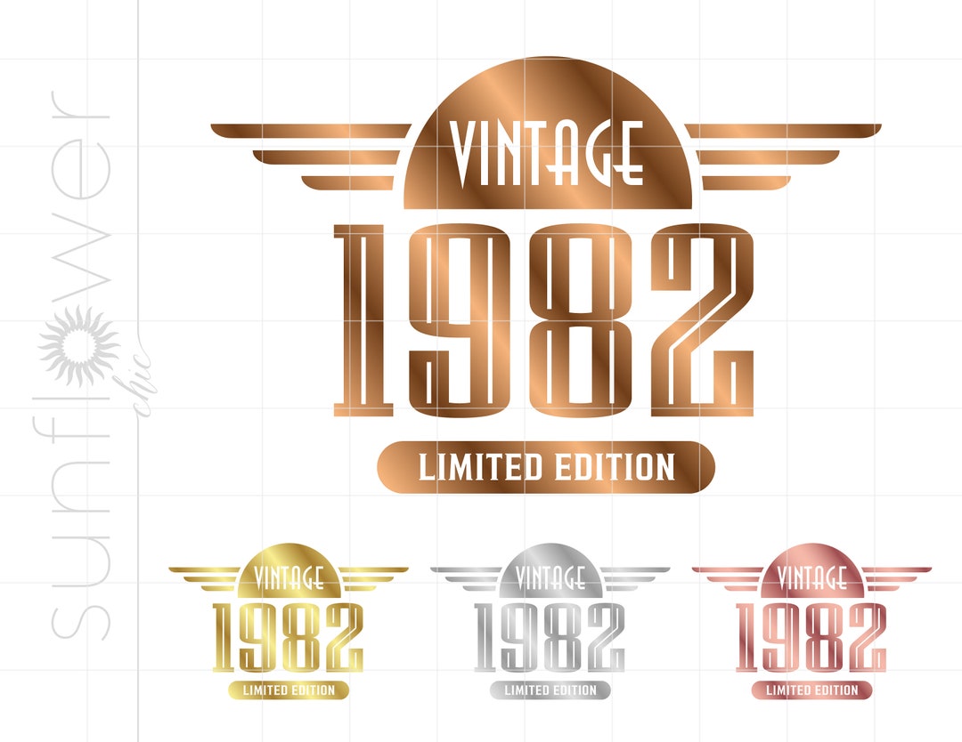 Gold Retro Vintage 1982 Png Svg Dxf Jpg Pdf Downloads | Silver Rose ...