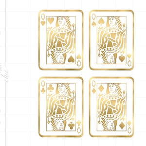 Gold Playing Card Queens Png Svg Downloads | Gold Foil Poker Queens Cricut Cut Files Download | Gold Casino Clip Art SC1085GF