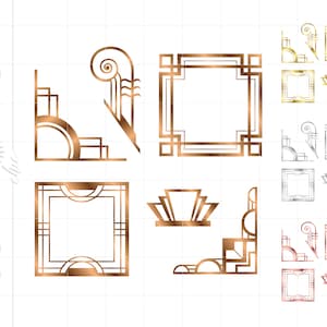 ゴールド アールデコ アート PNG SVG Dxf Jpg Pdf ダウンロード | ゴールド シルバー ローズゴールド ギャツビー アールデコ アールデコ クリップ アート Cricut カット ファイル ダウンロード SC4M